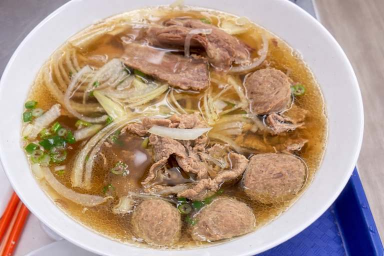 Hot Vietnamese pho noodle soup served at MyMy Sub on 16 Ave NW Calgary